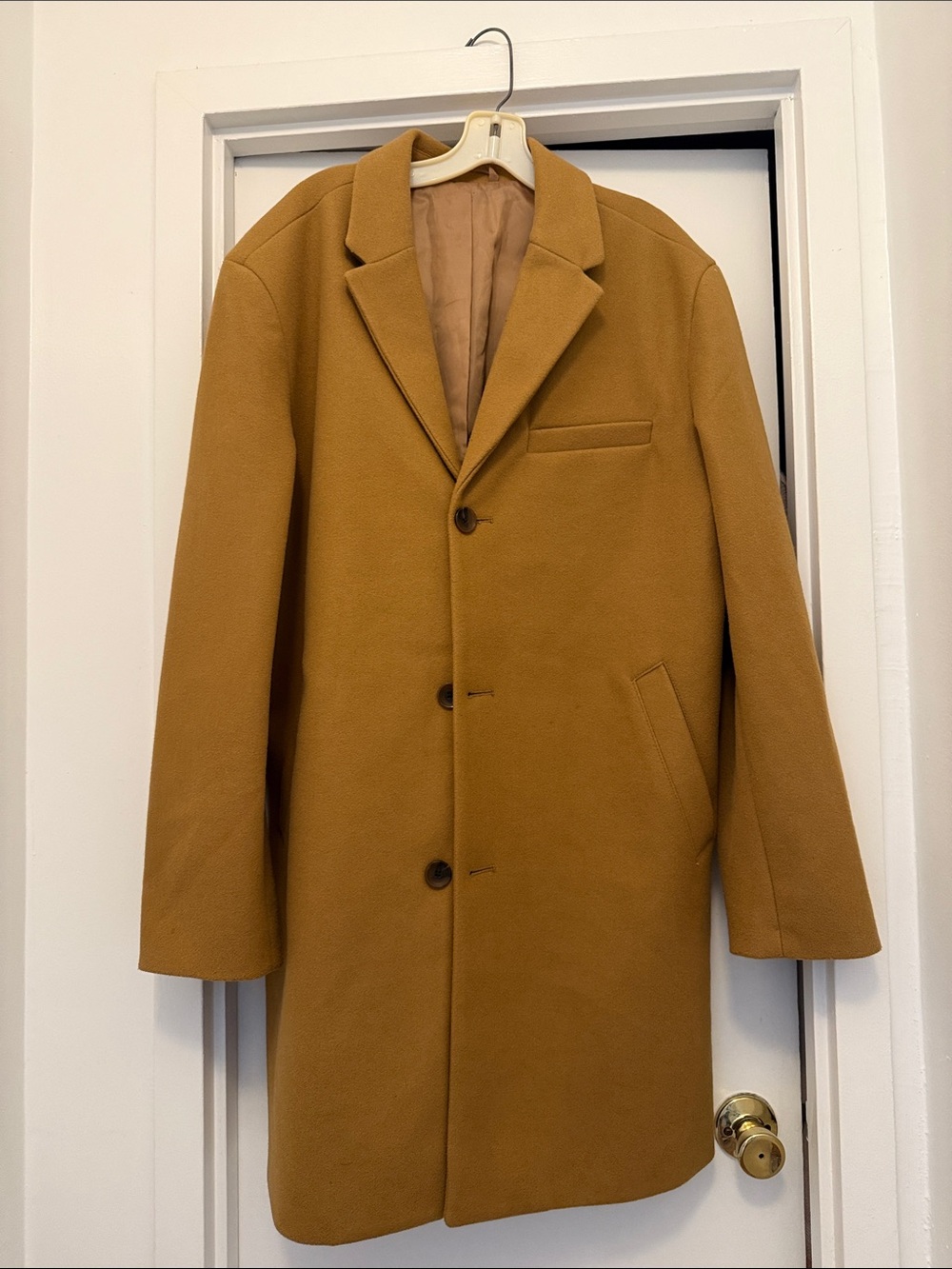 Men's Classic Wool Overcoat in Camel